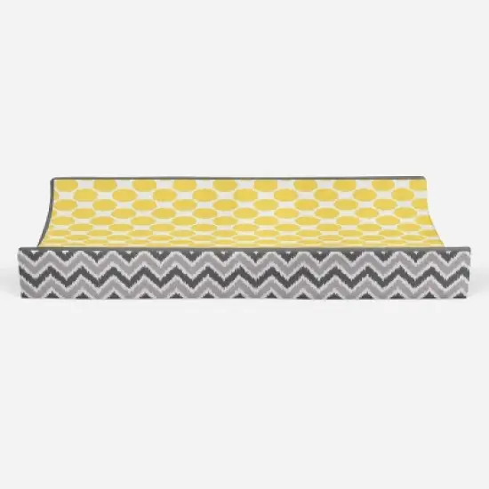 Bacati - Ikat Zigzag Yellow Dots Muslin Changing Pad Cover image {4}