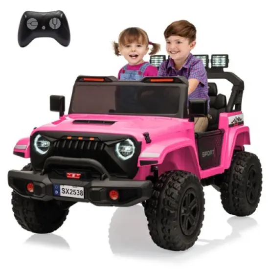 24V Kids Ride On Car, 4WD Electric Vehicle Truck with Remote Control, Ride On Truck with 3 Speeds, Led Lights, Bluetooth, for Boys Girls 3-10 image {9}