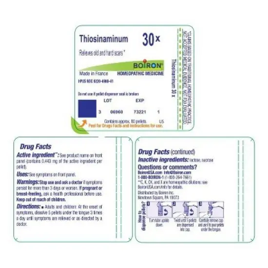 Thiosinaminum 200CK by Boiron Homeopathic Single Medicine For First Aid  -  80 Pellet image {1}