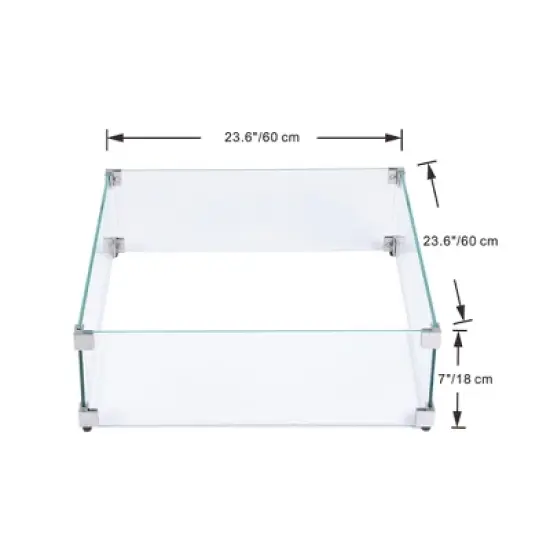 Elementi 23.6" Tempered Glass Wind Guard for Fire Pit Clear Glass Wind Screen image {3}