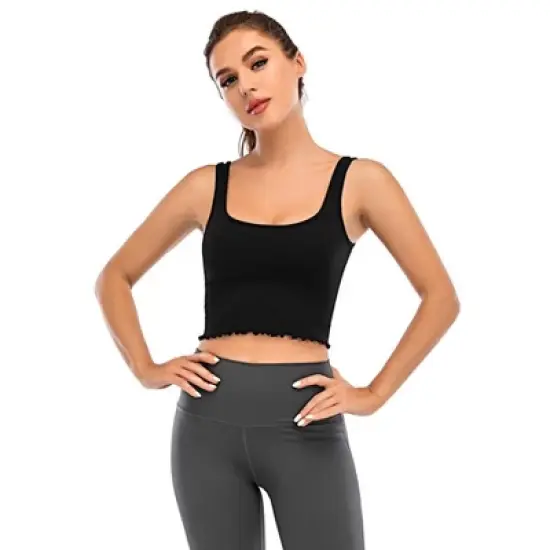 DOMETOUR Solid Crop Sleeveless Ribbed Knit Top image {2}