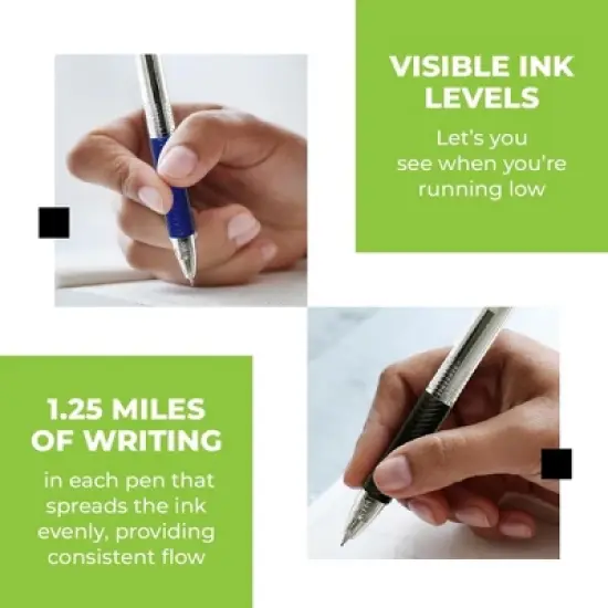 Simply Genius 200-Pack Retractable Black Pens for Schools, Notebooks, Smooth Writing Ball Point Pens with Comfort Grip, Black Ink image {5}