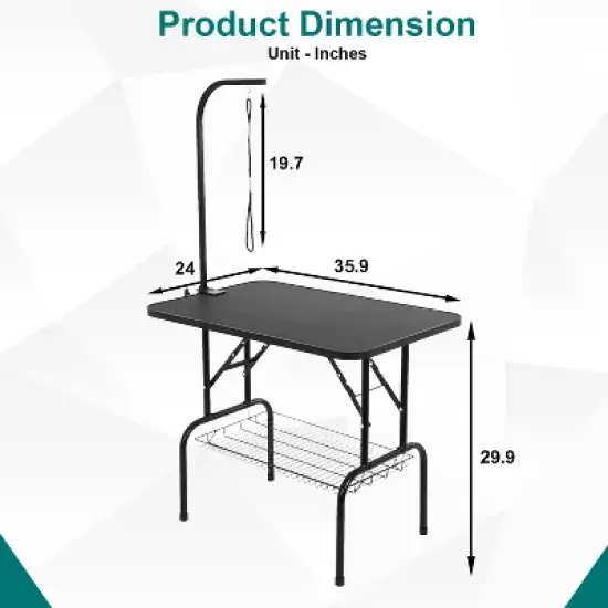 BestMassage 32/36 Inch Pet Grooming Table Foldable Pet Bathing Station, Black image {6}