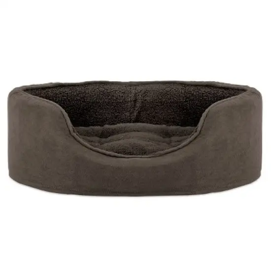 FurHaven Snuggle Terry & Suede Oval Cuddler Dog Bed image {2}
