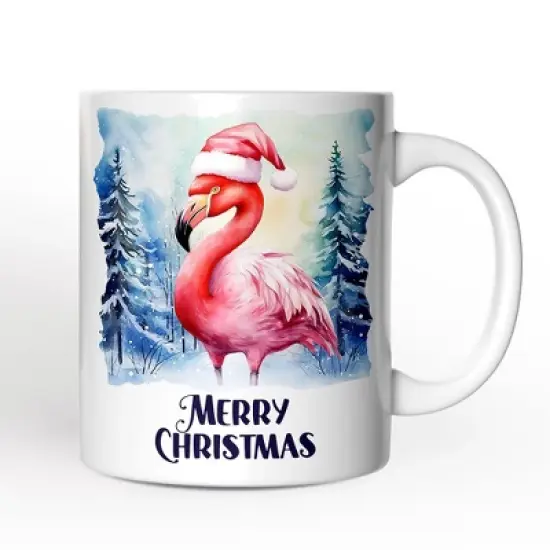 Flamingo with Santa Hat Mug, Winter Forest Christmas Gift (Non-Custom Only)| OrnamentallyYou image {3}