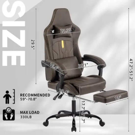 High Back Video Gamer Chairs,Racing Office Chairs with Massage Lumbar and footrest Adjustable Headrest&Linkage Armrests for Office,Home-Tanpinhause image {4}