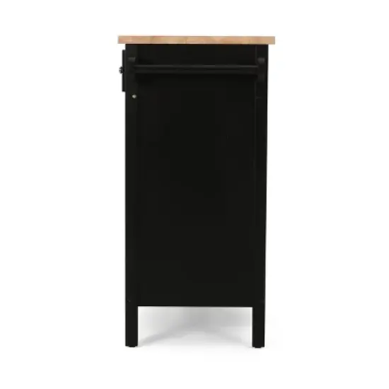 Byway Contemporary Kitchen Cart with Wheels Black/Natural - Christopher Knight Home image {11}