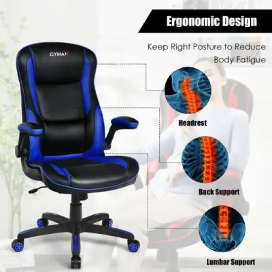 Costway Racing Style Office Chair Ergonomic Adjustable Computer Chair w/Flip-up Arm image {6}