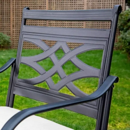 5pc Outdoor Set with Swivel Stools with Cushions & Metal Table - Captiva Designs image {3}