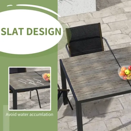 Syemin Patio End Table, Rectangular Outdoor Dining Table with All-Weather Faux Wood Top for Garden, Lawn, Patio, Gray, 39.7"*55"*35.5" image {4}