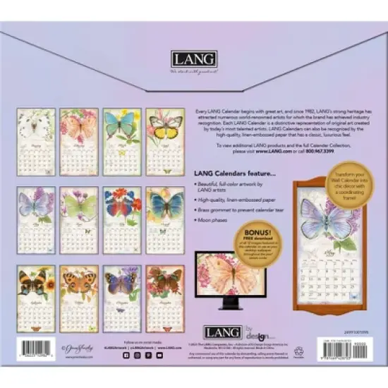 Lang 2024 Wall Calendar 24"x12" Butterflies image {2}