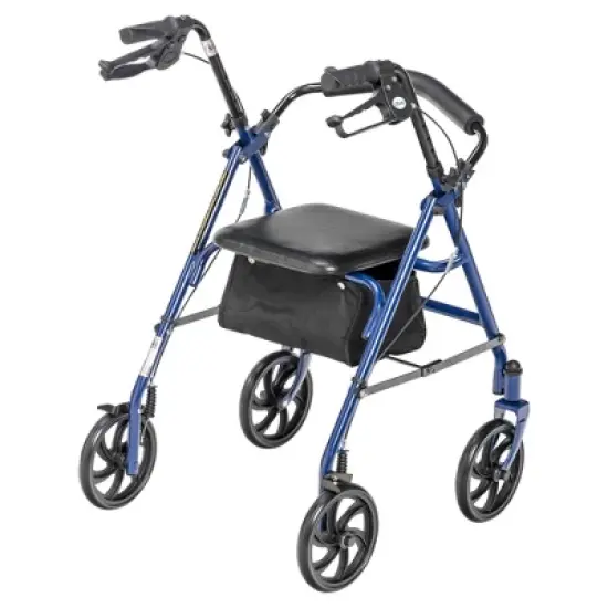 Drive Medical 4-Wheel Rollator - Fold-Up Removable Back, Adjustable Seat Height - Blue image {3}