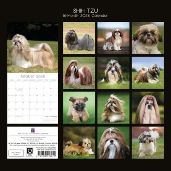 2026 Square Wall Calendar, Shih Tzu, 16-Month Animals Theme with 180 Reminder Stickers (12x12 In) image {3}