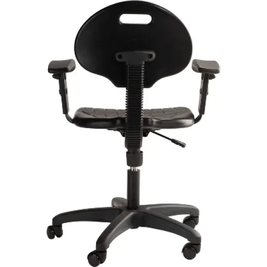 16"-21" Adjustable Height Polyurethane Task Office Chair with Arms Black- Hampden Furnishings image {4}