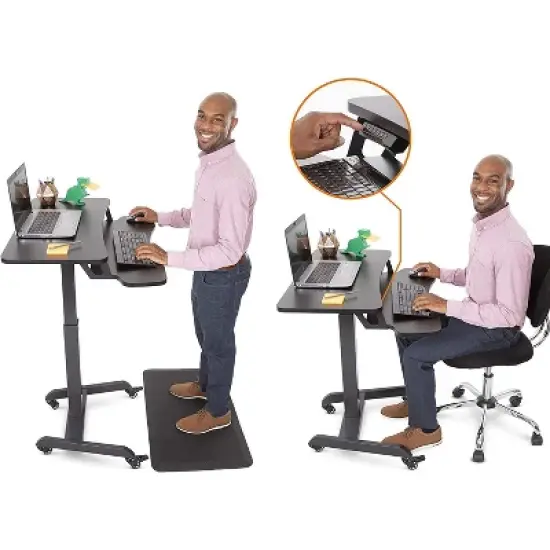 Cruizer Premier Electric Height Adjustable Mobile Podium with Keyboard Tray &ndash; Black &ndash; Stand Steady image {10}