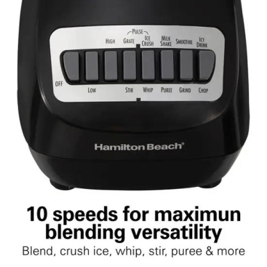 Hamilton Beach Smoothie Blender 56oz 10 Speed Black 50190J: Best Rated Kitchen Blender, 650W, Dishwasher-Safe Parts image {4}