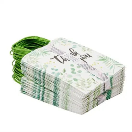 Sparkle and Bash 50 Pack Medium Thank You Paper Gift Bags with Handles for Party Favors, Shopping Merchandise Bags, White, 10x8 in image {3}