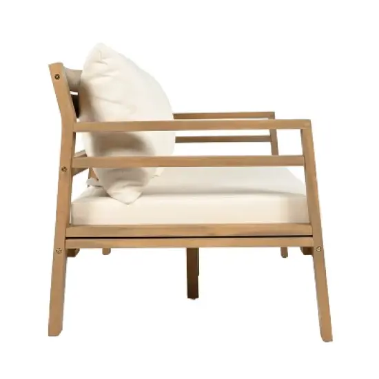 Christopher Knight Home Barret Outdoor Acacia Wood Slat Design Loveseat and Coffee Table Seating Set image {7}