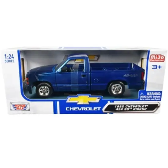 1992 Chevrolet 454 SS Pickup Truck Blue Metallic 1/24 Diecast Model Car by Motormax image {2}