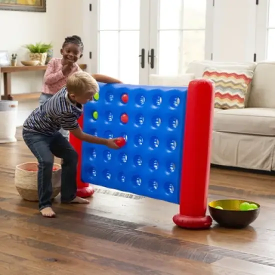 HearthSong Kids' Jumbo 4-Foot Inflatable 4-in-a-Row Sorting and Strategy Game with Board and 30 Balls image {8}