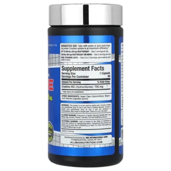 ALLMAX Creatine HCL, 750 mg, 90 Capsules image {1}