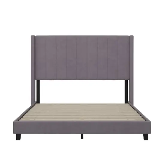 Soren Velvet Upholstered Platform Bed Frame with Wingback Headboard - Taylor & Logan image {5}