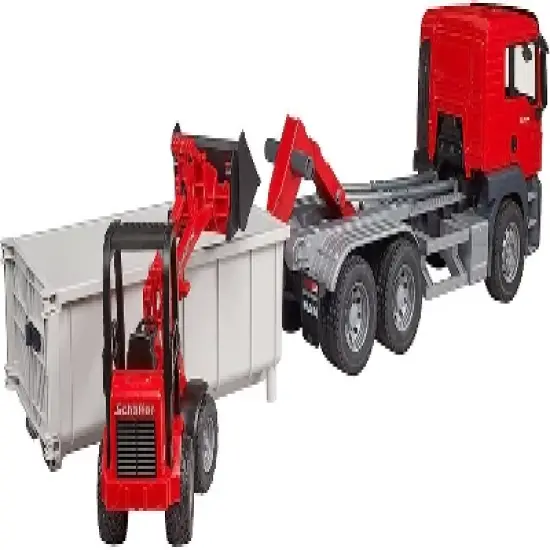 Bruder MAN TGS Truck with Roll-off Container and Schaeffer Loader image {5}
