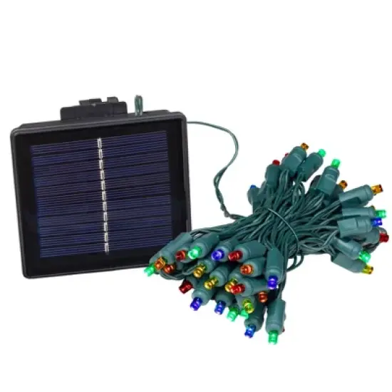 Novelty Lights 50 Light LED Solar Powered String Lights 3" Spacing Green Wire 22.5 Feet image {10}