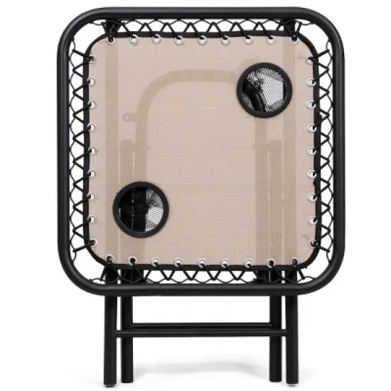 Costway 3PCS Zero Gravity Reclining Lounge Chairs Pillows Table Portable Folding Beige image {7}