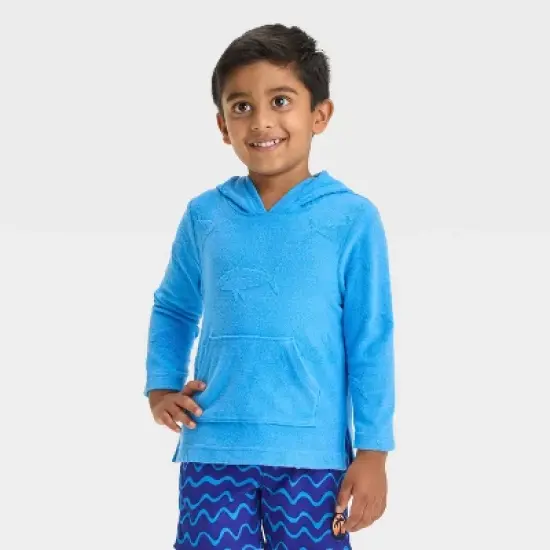 Toddler Boys' Sharks Printed Embossed Pullover Cover Up - Cat & Jack&trade; Blue image {3}