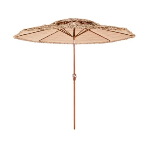VEVOR Tiki Umbrella, 9 ft Thatched Patio Umbrella with Tilt, 2-Tier Hawaiian Style Beach Parasol with PP Thatch and 8 Metal Ribs, Original Color image {8}