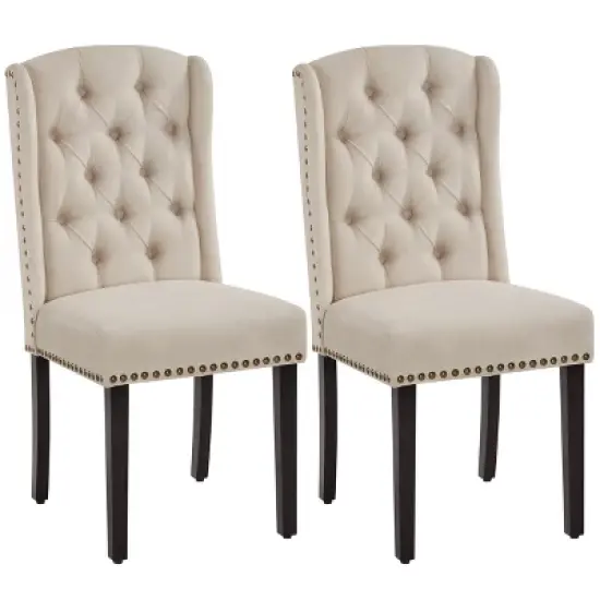 Yaheetech Button Tufted Dining Chairs Set of 2 image {5}