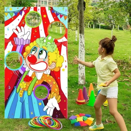 Joyfy 31PCS 3 in 1 Carnival Games Cornhole Set with Ring Toss/Bean Bags/Cones for Kids Adults Family Fun Outdoor Indoor Party Yard Lawn Game Play Toy image {6}
