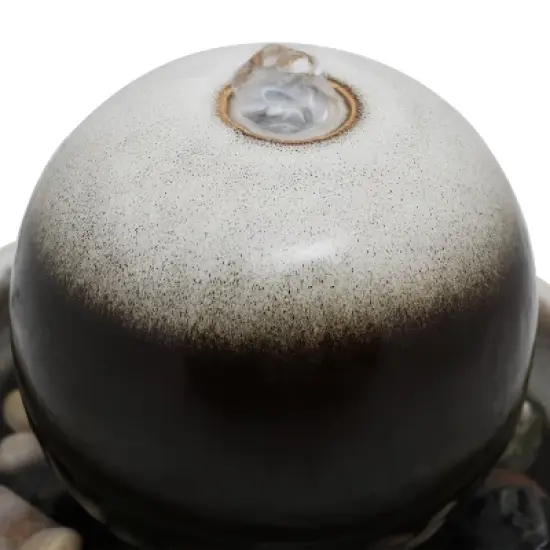 Sunnydaze Indoor Home Office Tabletop Modern Orb Smooth Glazed Ceramic Water Fountain Feature - 7" - Dark Brown image {2}