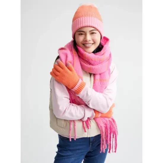 Shiraleah Pink and Red Plaid Scarf image {2}