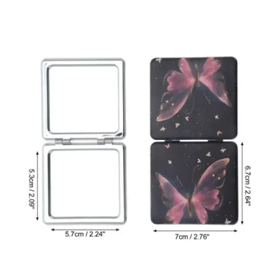 Unique Bargains Butterfly Makeup Mirror Black Pink 1 Pc image {1}