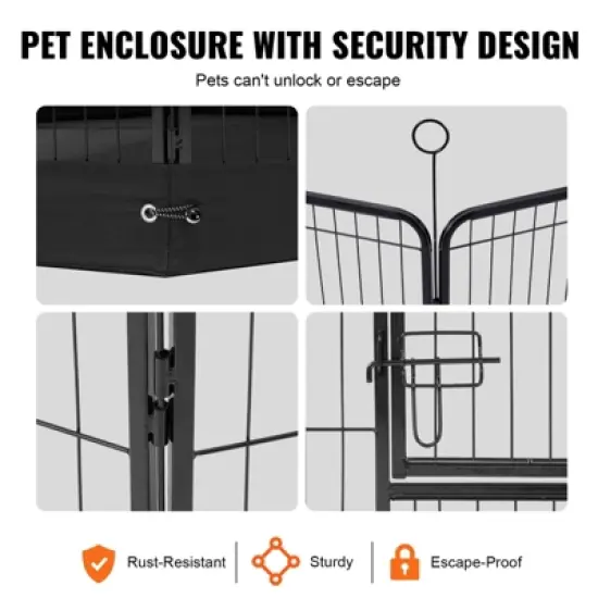 VEVOR Dog Playpen, 8 Pcs 24 x 24 in Panels Foldable Metal Pet Exercise Pen, Dog Fence Indoor and Outdoor Pen with Door, Storage Bag, Top Cover image {5}