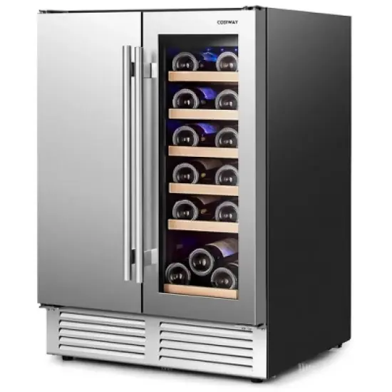 Costway 2-in-1 Beverage and  Cooler Free-standing & Built-in Dual Zones  Fridge image {9}