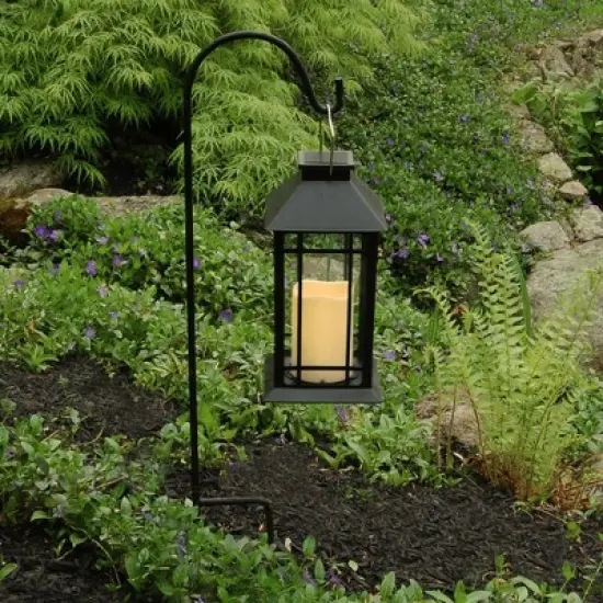 LumaBase Solar-Powered Lantern with LED Candle - Black Window image {3}
