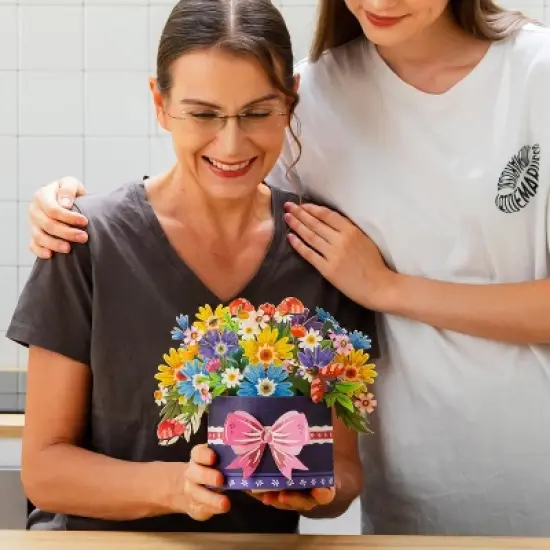 Paper Love Frndly, Festive Flower Box 3D Pop Up Card, for All Occasions - 100% Recycled and Eco-Friendly, 10 Inch Bouquet image {2}