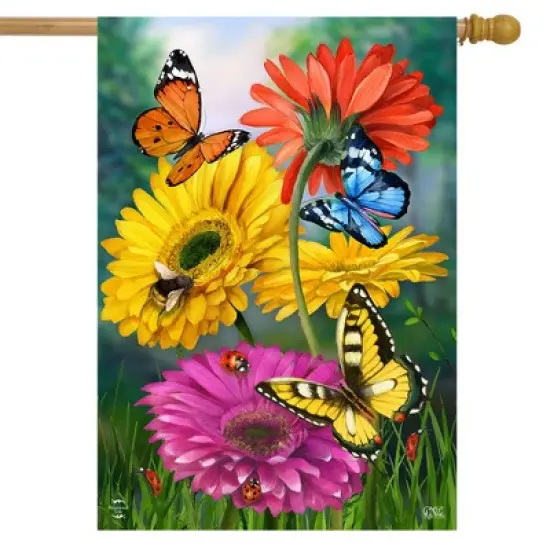 Briarwood Lane Summer House Flag 40x28 For Outdoor Butterflies and Daisies For Summer House Flag image {3}