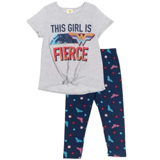 DC Comics Justice League Wonder Woman 3 Piece Outfit Set: T-Shirt Legging Shorts  image {1}