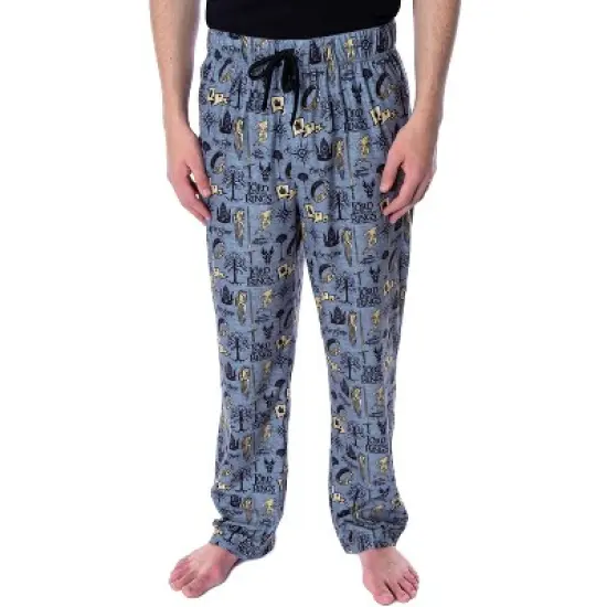 Lord of the Rings Men's Allover Pattern Adult Sleepwear Pajama Pants LOTR Grey image {5}