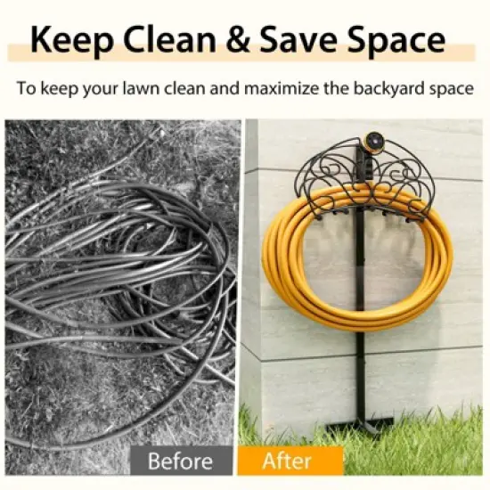 WELLFOR 100' Detachable Freestanding Hose Holder Black image {2}