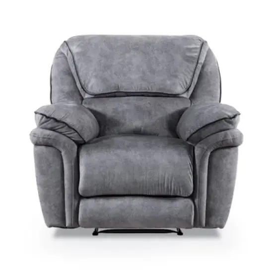 miBasics Breezenight Transitional Padded Manual Glider Reclining Chair Gray: Microsuede Upholstery, Foam Fill, Wood Frame image {6}