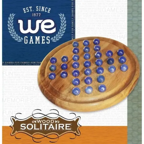 WE Games Solid Wood Solitaire with Blue Glass Marbles - 9 in. Diameter image {7}