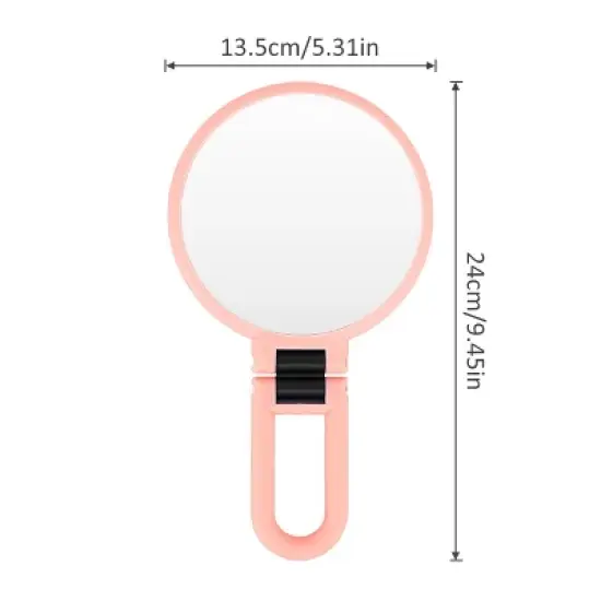Mber Hand Mirror For Makeup Mirror Double Sided, 1X 10X Magnifying Mirror, Handheld Mirrors with Handle, Foldable Travel Hand Mirror With Stand Pink image {5}