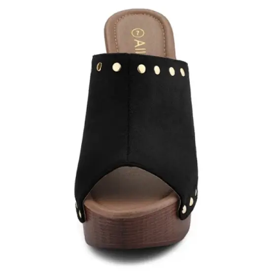 Allegra K Women's Open Toe Platform Block Slides Heel image {2}