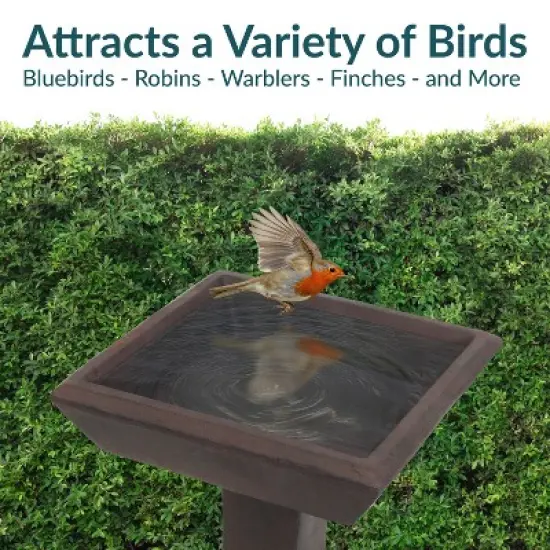 Sunnydaze Outdoor Glass Fiber Reinforced Concrete Patio Garden Simply Square Modern Bird Bath - 23" image {8}