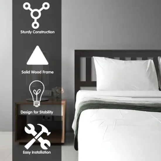 Costway Full Wood Platform Bed with Headboard and Footboard Mattress Foundation image {4}